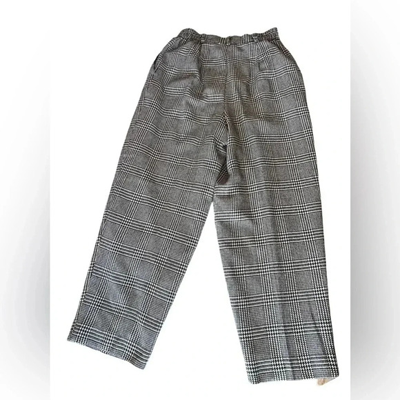 Vintage Requirements Straight Trousers Womens 12 Houndstooth Wool Pleated Grey - Picture 7 of 7